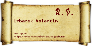 Urbanek Valentin névjegykártya